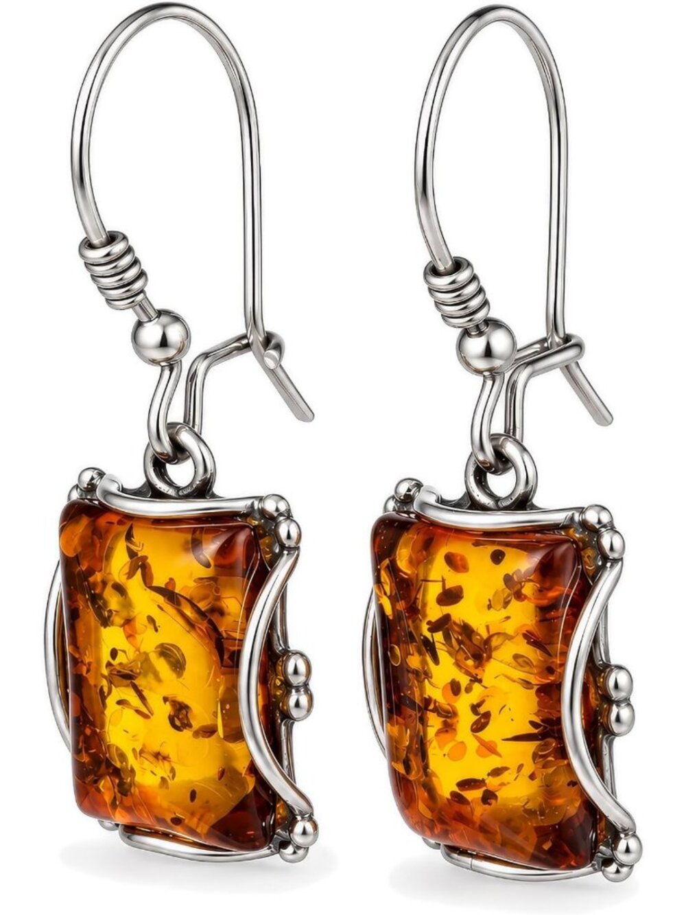 Natural Baltic Honey Amber Drop Earrings in Sterling Silver - 925 Dangle Jewelry